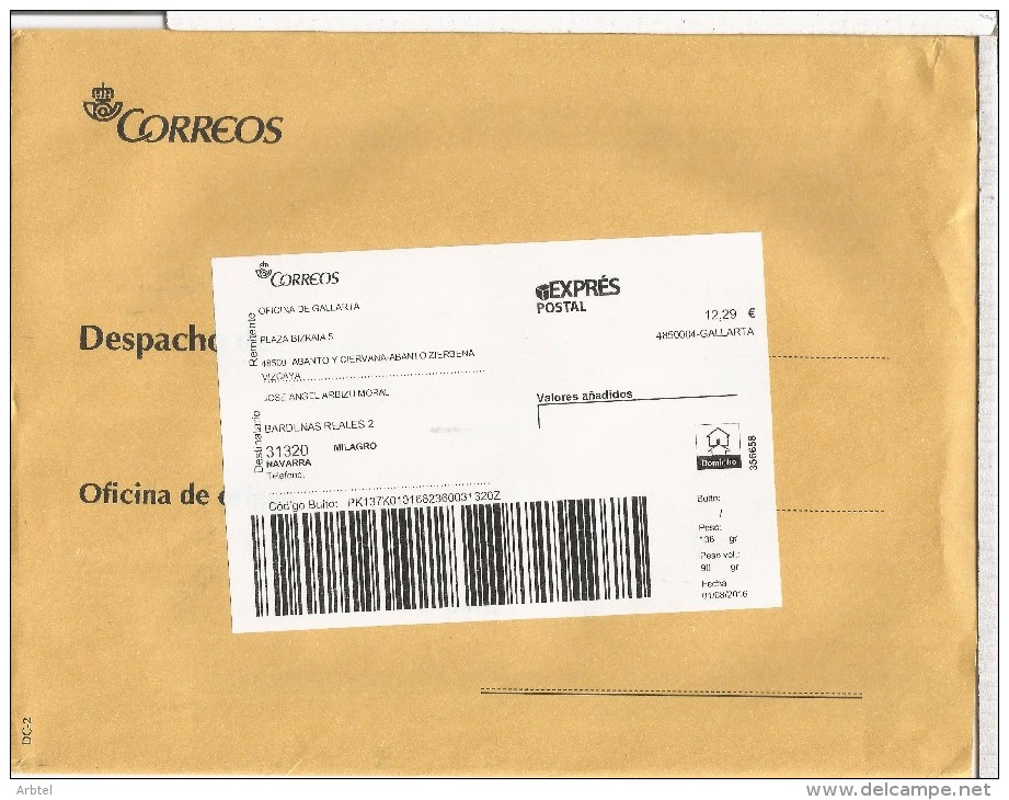 GALLARTA VIZCAYA CC POSTAL EXPRESS LABEL - Special Delivery