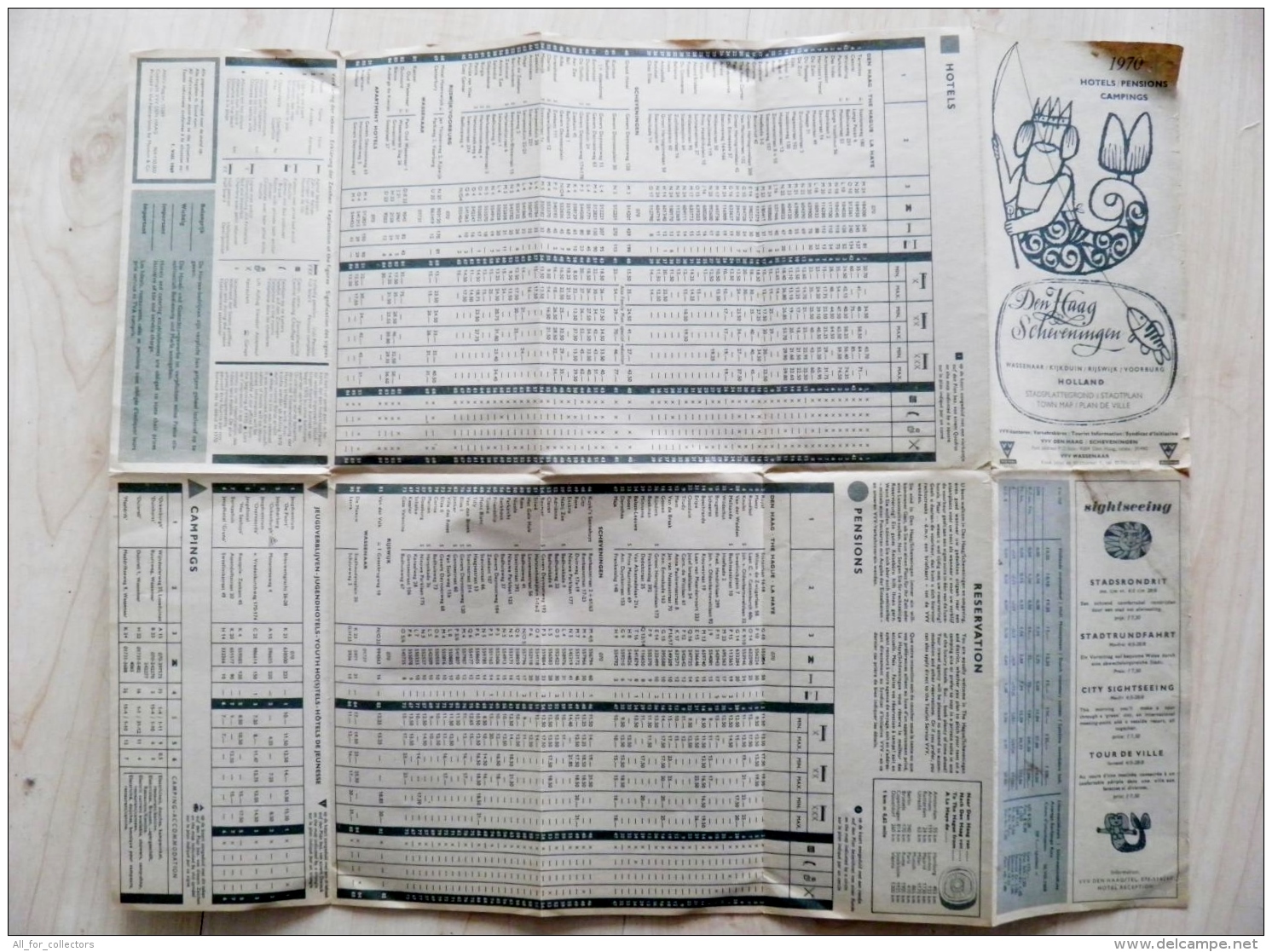 1970 Hotels/pensions Campings Map From Holland Town Map Fishing - Sonstige & Ohne Zuordnung