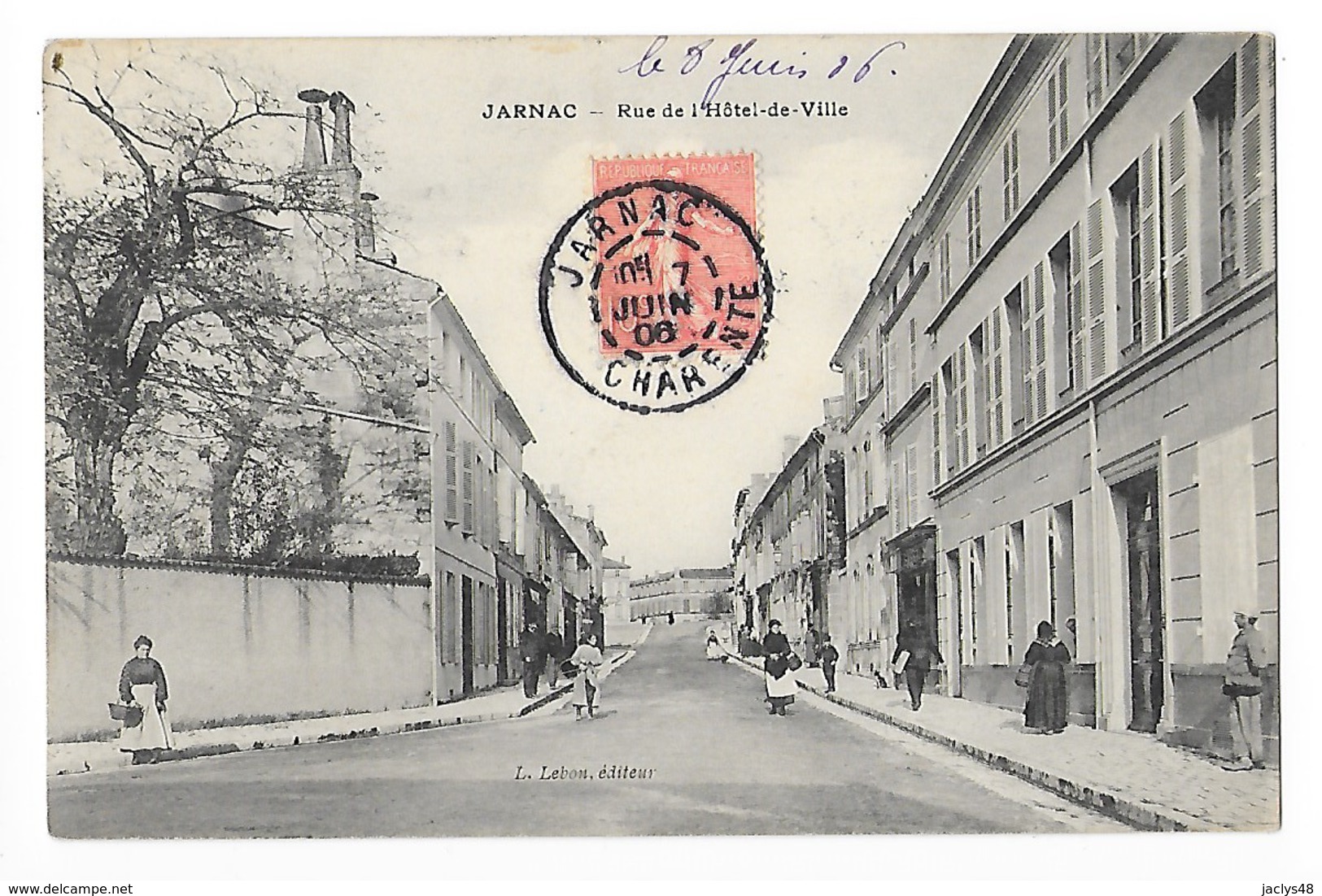 JARNAC (cpa 16) Rue De L'hôtel De Ville   -    - L 1 - Jarnac