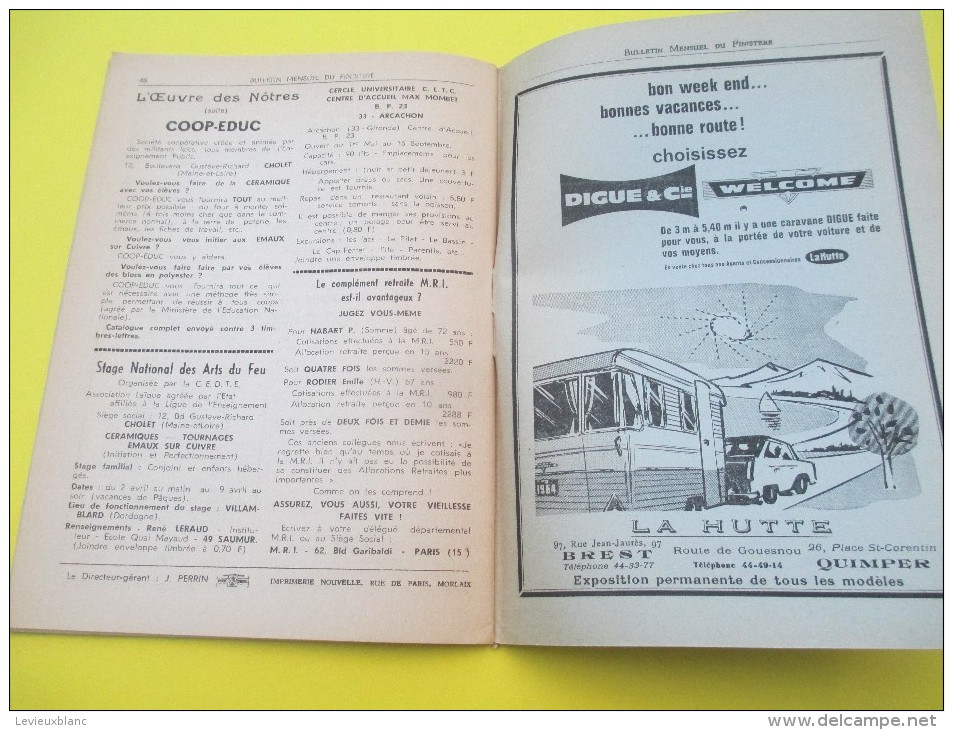 Bulletin des sections du Syndicat National des Instituteurs/Enseignement Laïque du Finistére/Faou/Morlaix/1966    CAH111