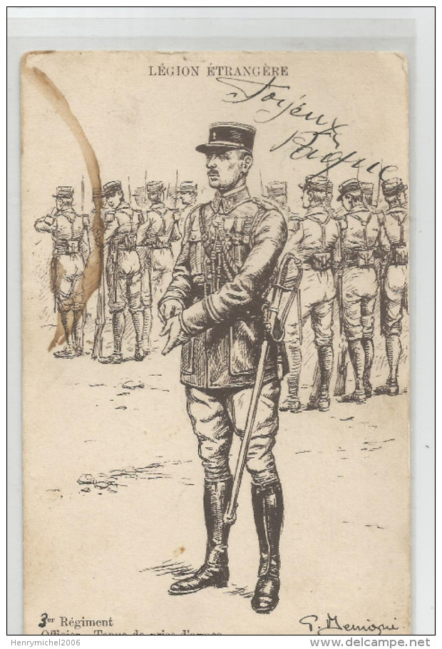 Militaria - Légion étrangère  3 Em Régiment Officier Tenue De Prise D´armes écrite En 1939 , Illustrée Illustrateur - Uniformen