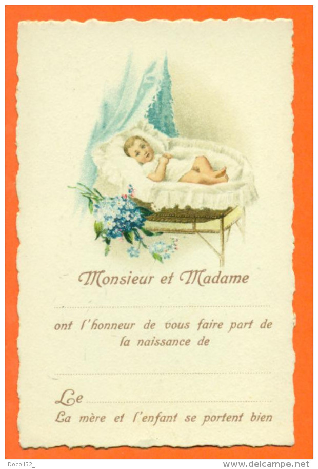 CPA Chromo - Faire Part De Naissance " Bébé Dans Un Couffin " FJC7 - Naissance