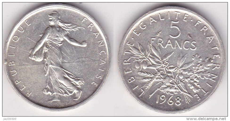 5 FRANCS SEMEUSE Argent 1968 (voir Scan) A - Autres & Non Classés