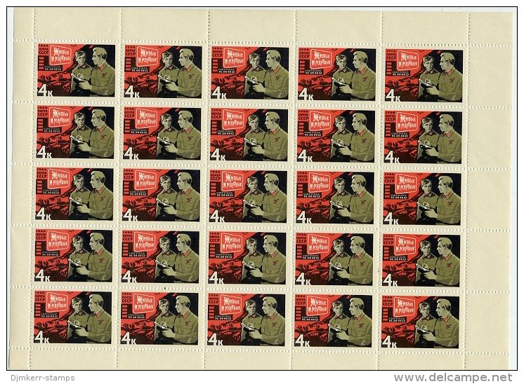 SOVIET UNION 1966 Soviet Cinema 4 K. Sheet Of 20 MNH / **.  Michel 3190 - Fogli Completi