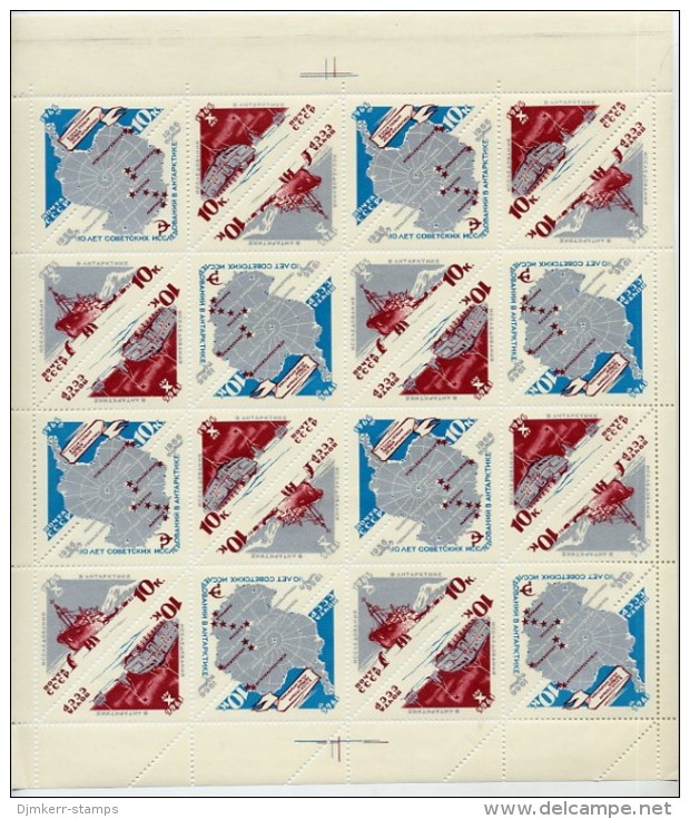 SOVIET UNION 1966 Antarctic Exploration Sheet With 8 Sets  MNH / **.  Michel 3181-83 - Full Sheets