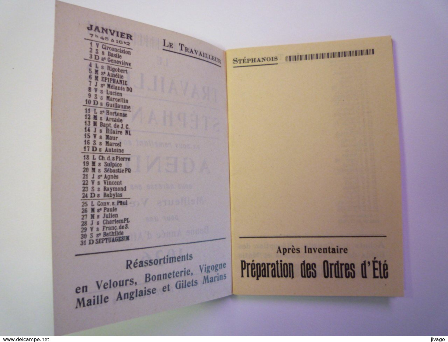 AGENDA  PUB  1926  -  Le Travailleur Stéphanois - Tamaño Pequeño : 1921-40