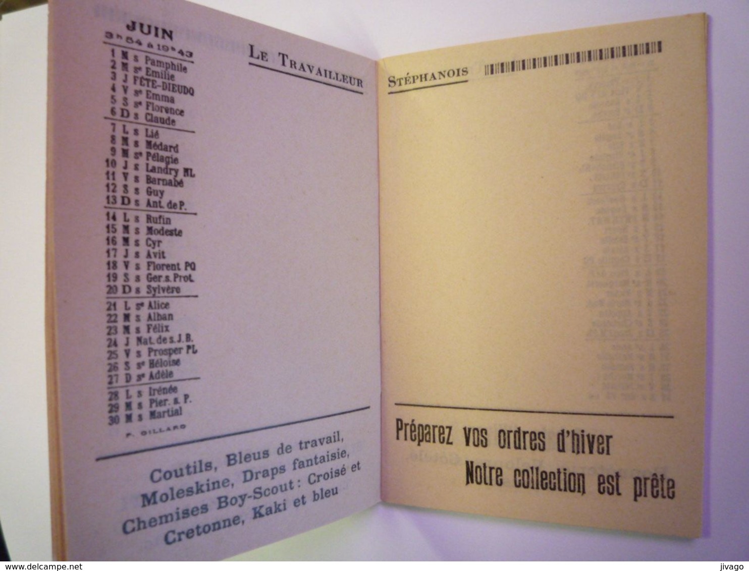 AGENDA  PUB  1926  -  Le Travailleur Stéphanois - Kleinformat : 1921-40