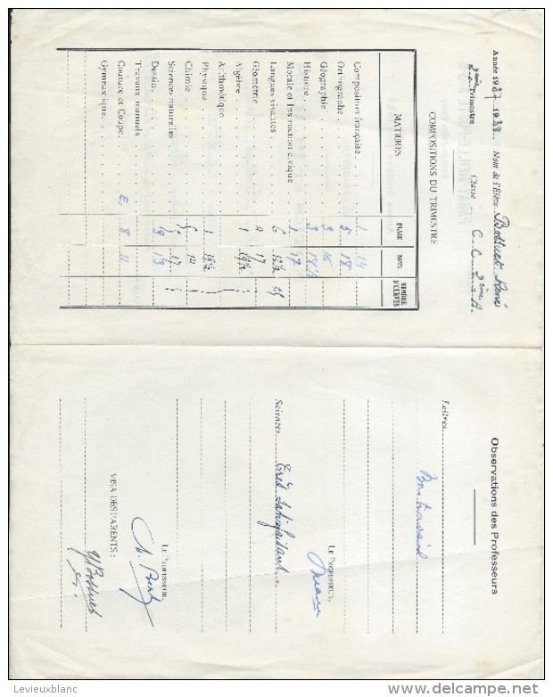 Carnet Scolaire/Académie De Paris/Paray-Vieille-Poste/S & O/ Notes Et Places/ René Bossuet/1938 CAH131 - Diplome Und Schulzeugnisse