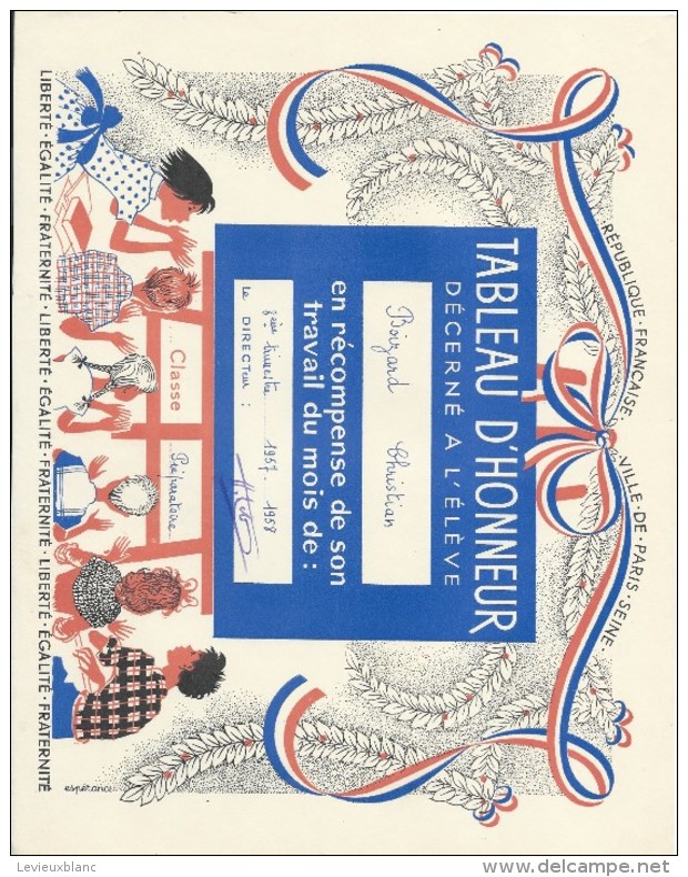 Diplome/Tableau D´Honneur Décerné à L´Eléve Christian Boizard/Ville De Paris/RF/ 3éme Trimestre 1957-1958 CAH137 - Diploma & School Reports