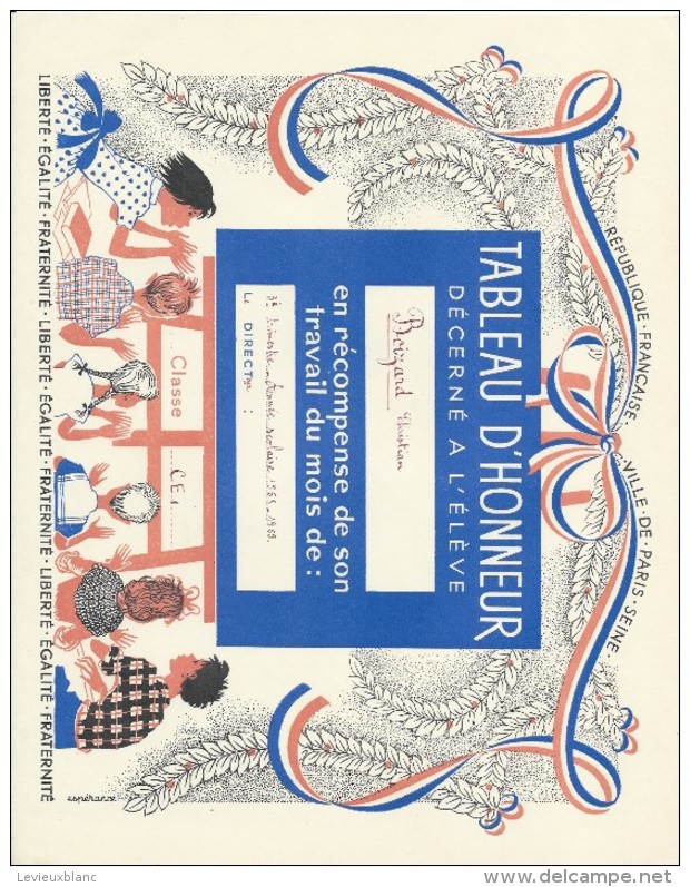 Diplome/Tableau D´Honneur Décerné à L´Eléve Christian Boizard/Ville De Paris/RF/ 3éme   Trimestre 1958-1959 CAH140 - Diplome Und Schulzeugnisse