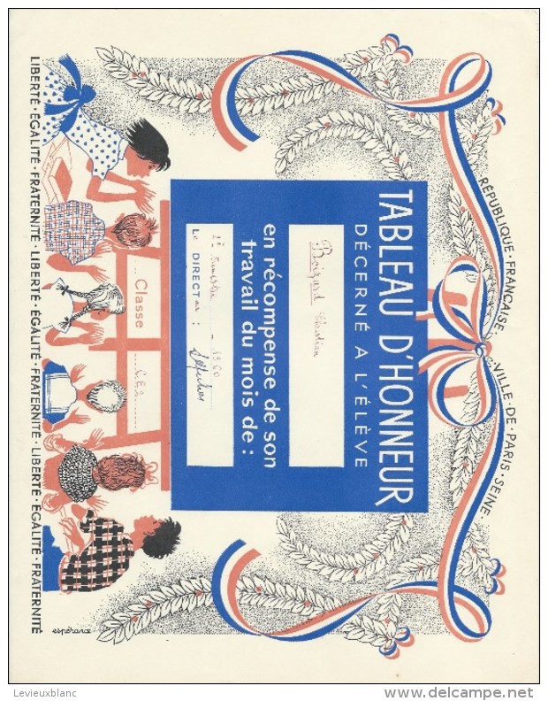 Diplome/Tableau D´Honneur Décerné à L´Eléve Christian Boizard/Ville De Paris/RF/ 2éme   Trimestre 1960 CAH141 - Diplomas Y Calificaciones Escolares