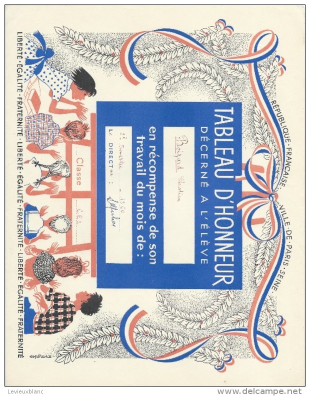 Diplome/Tableau D´Honneur Décerné à L´Eléve Christian Boizard/Ville De Paris/RF/ 2éme   Trimestre 1960 CAH141 - Diplômes & Bulletins Scolaires