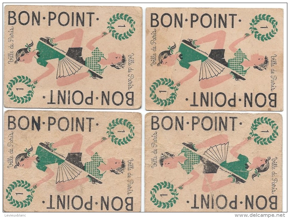 4 Bons Point/Type " Carte à Jouer " /Ville De Paris/Esperance/Vers 1950-1955       CAH143 - Diplômes & Bulletins Scolaires