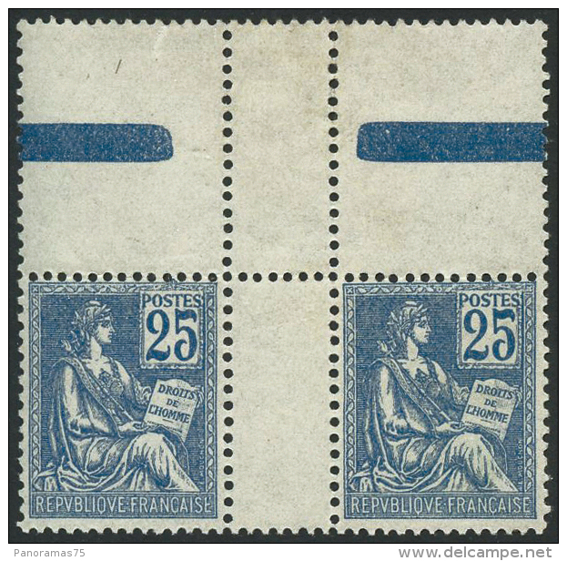 N°114 25c Bleu, Paire Avec Haut De Feuille - TB - Andere & Zonder Classificatie