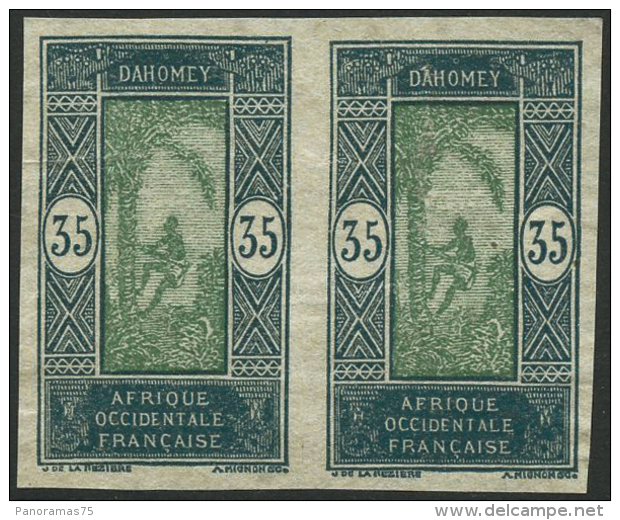 N°87a 35c Vert-bleu Et Vert-jaune, Paire ND, Signé JF Brun - TB - Andere & Zonder Classificatie