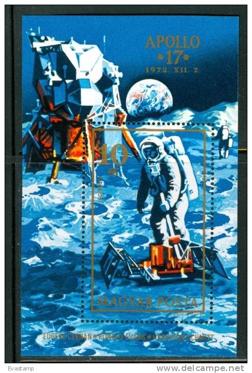 HUNGARY-1973.Souv.Sheet - Apollo 17 / Space MNH!  Mi.Bl.94. - Ungebraucht