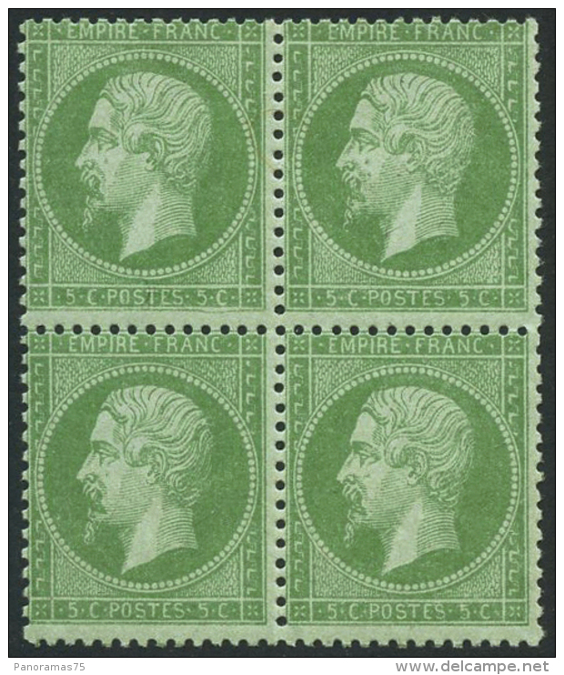 N°20 5c Vert, Bloc De 4 Signé Brun - TB - Andere & Zonder Classificatie