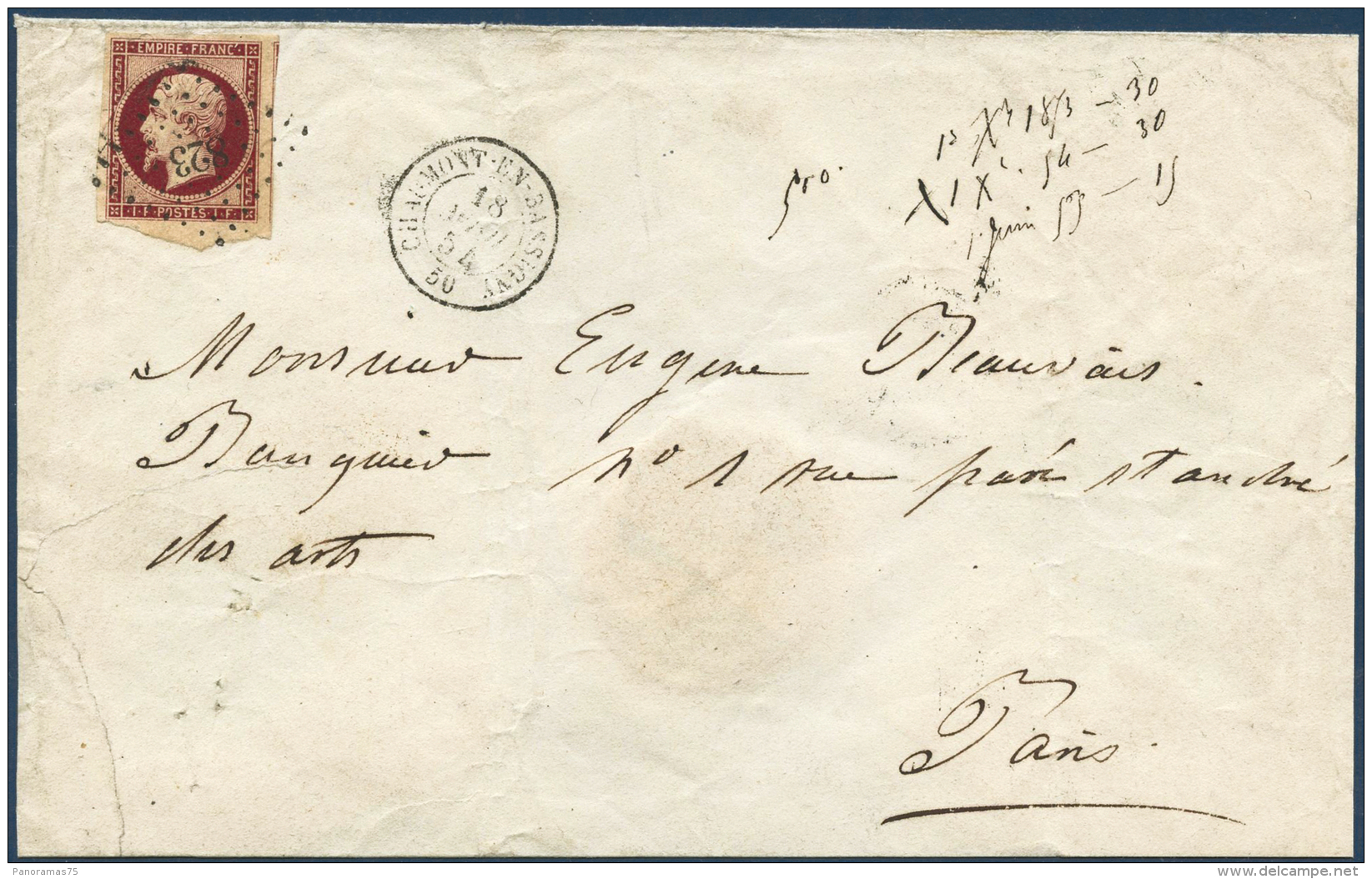 N°18g 1F Velours S/lettre Pour Paris Obl  PC 823, RARE - TB - Andere & Zonder Classificatie