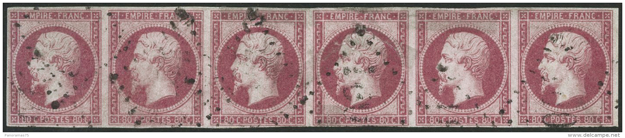 N°17B 80c Rose, Bande De 6 Petits Défauts Habituels Sur 2 Timbres - B/TB - Andere & Zonder Classificatie