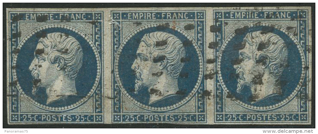 N°15 25c Bleu, Bande De 3 Léger Pli Sur 1 Ex - B - Autres & Non Classés