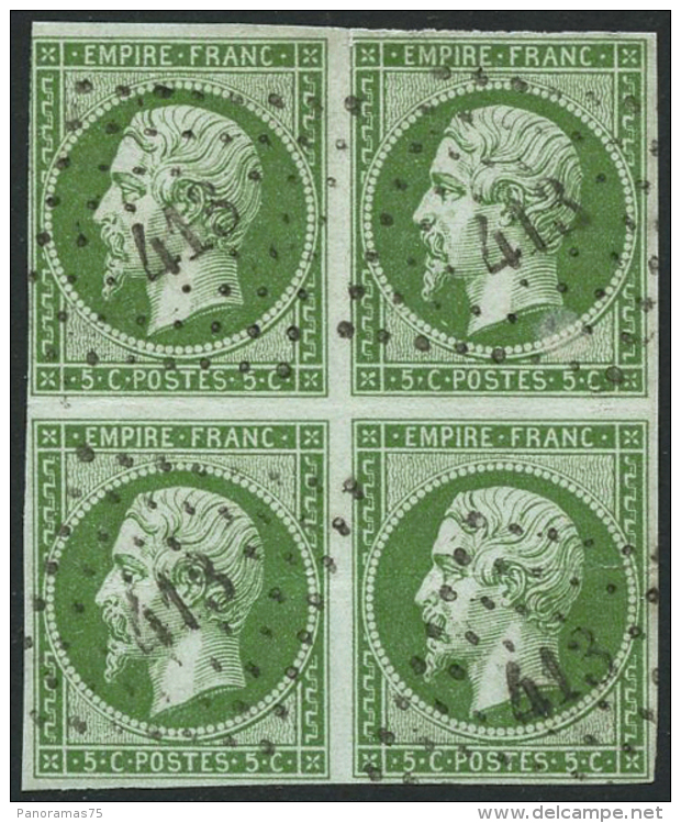 N°12 5c Vert, Bloc De 4 Obl PC, 2 Légers Plis Horizontaux - B - Andere & Zonder Classificatie