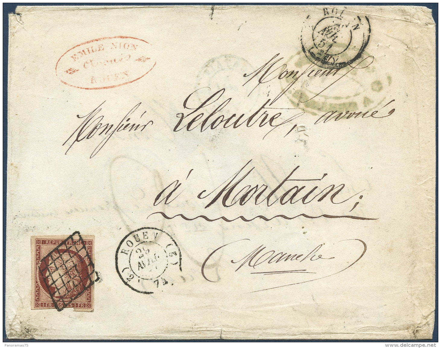 N°6 1F Carmin S/lettre, Réutilisation Beau 2ème Choix - B - 1849-1850 Cérès
