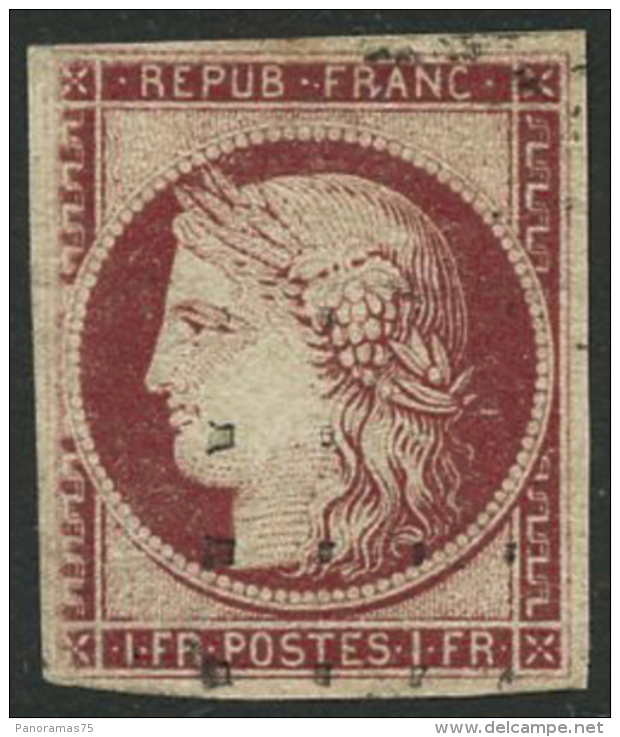 N°6 1F Carmin Foncé, Impression Usée - TB - 1849-1850 Cérès