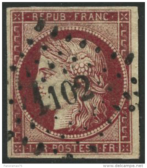 N°6 1F Carmin, Signé Brun - TB - 1849-1850 Cérès
