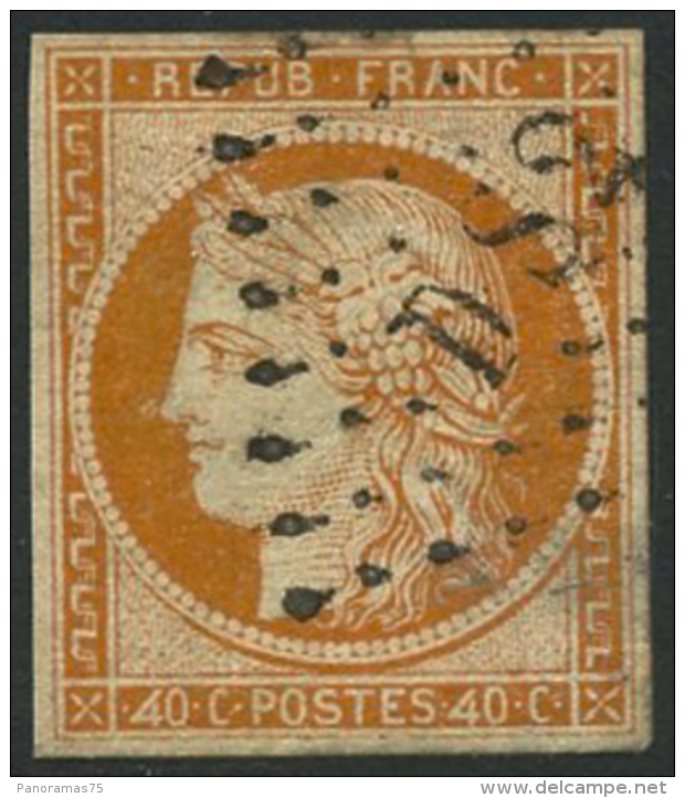 N°5Ba 40c Orange, 4 Retouché Pelurages Au Verso, Timbre Très RARE - B - 1849-1850 Cérès