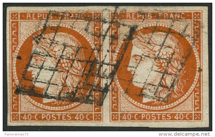 N°5a 40c Orange Vif, Paire Horizontale - TB - 1849-1850 Cérès