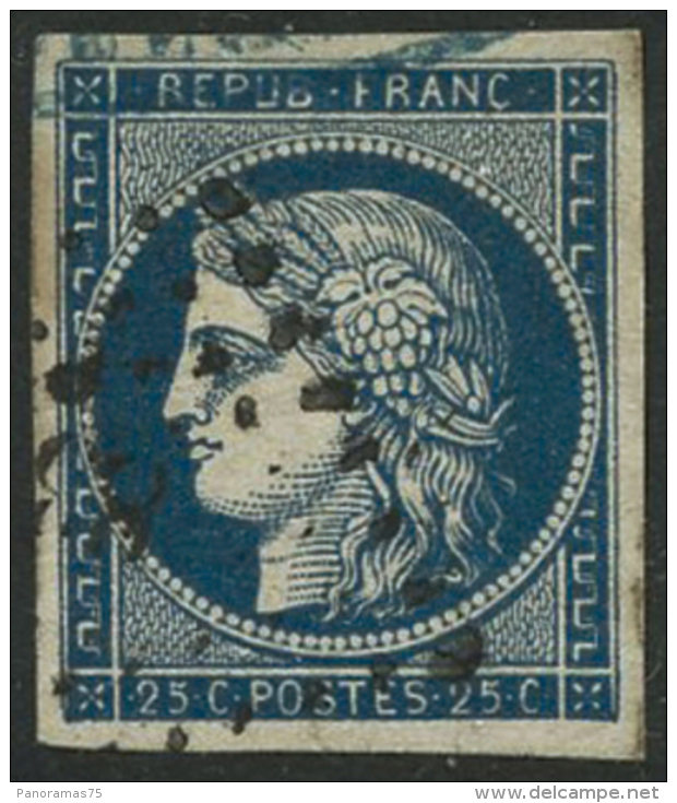 N°4 25c Bleu, Filet Inférieur Absent - TB - 1849-1850 Cérès