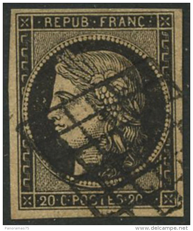 N°3b 20c Noir S/Chamois - TB - 1849-1850 Cérès