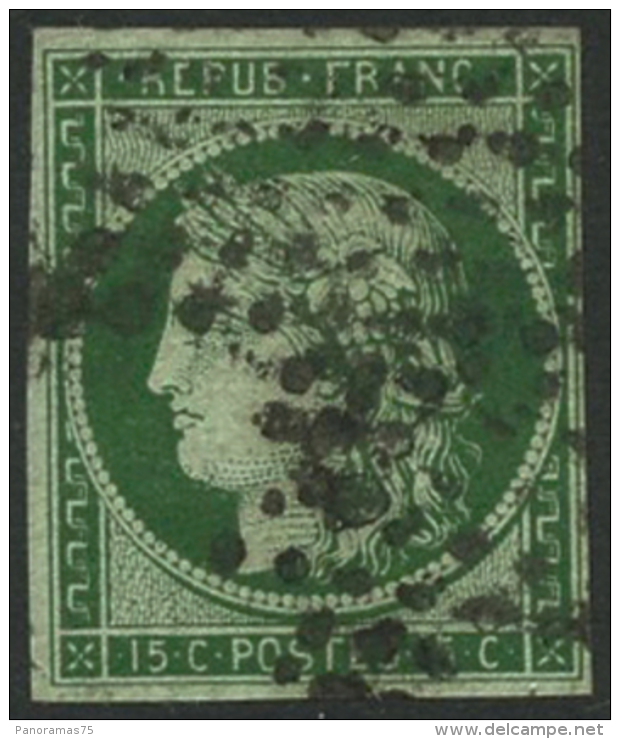 N°2b 15c Vert-foncé, Signé JF Brun - TB - 1849-1850 Cérès