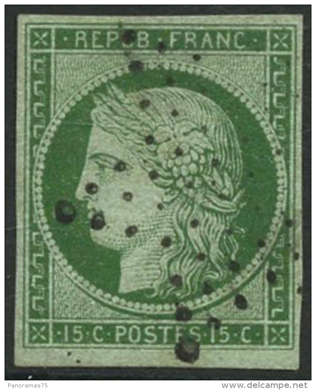 N°2a 15c Vert-clair, Signé Brun Et Roumet - TB - 1849-1850 Ceres