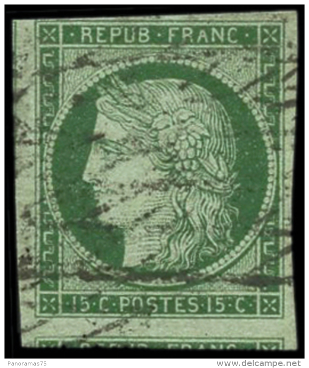 N°2a 15c Vert-clair, Signé Brun - TB - 1849-1850 Cérès