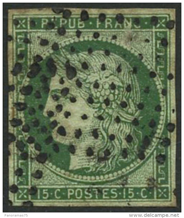 N°2 15c Vert, Pelurage Au Verso - B - 1849-1850 Cérès