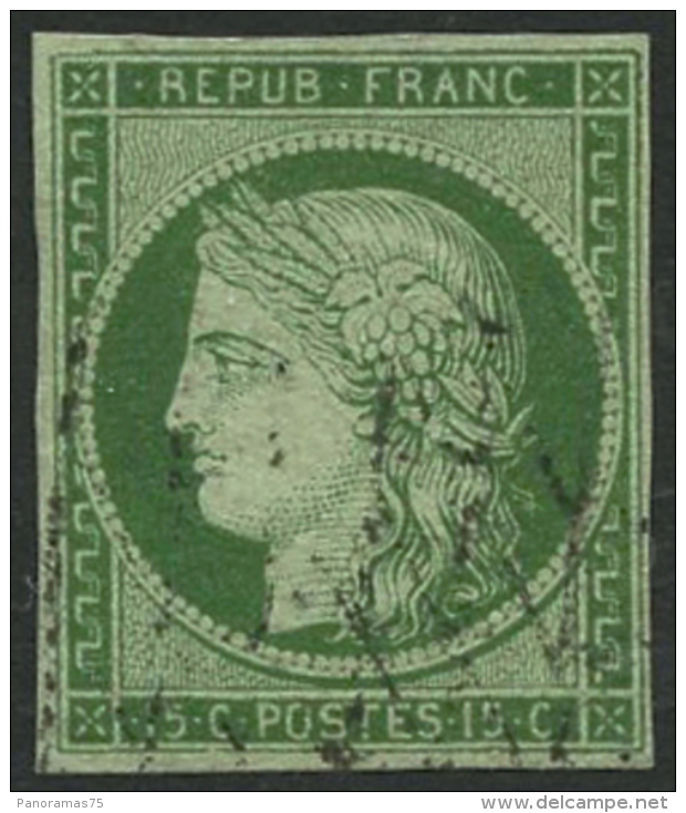 N°2 15c Vert, Signé Brun - TB - 1849-1850 Ceres