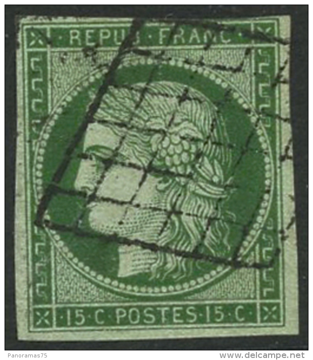 N°2 15c Vert, Signé Calves - TB - 1849-1850 Cérès