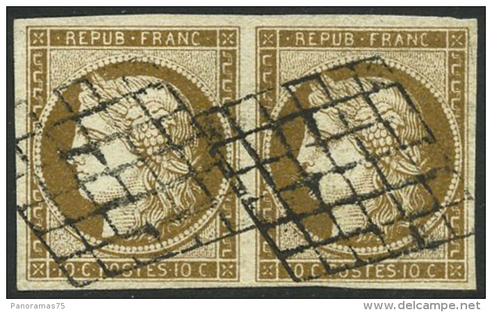 N°1b 10c Bistre-verdâtre, Paire - TB - 1849-1850 Ceres