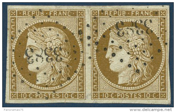 N°1 10c Bistre, Paire Signé Brun - TB - 1849-1850 Ceres