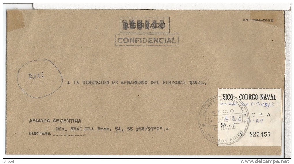 ARGENTINA CORREO OFICIAL NAVAL ARA ALMIRANTE IRIZAR FUERZA NAVAL ANTARTICA - Navires & Brise-glace