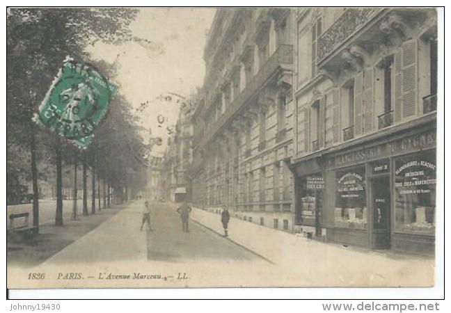 1836 - PARIS - L'AVENUE MARCEAU  ( Animées - BLANCHISSERIE DU CYGNE ) - Arrondissement: 08