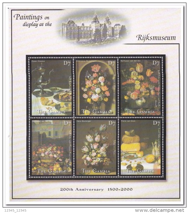 Gambia 2001, Postfris MNH, Flowers, Paintings - Gambia (1965-...)