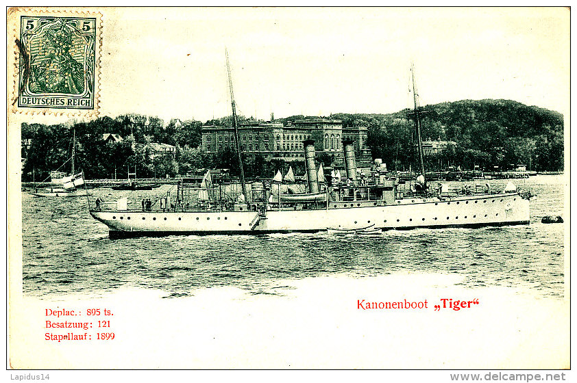 AC 641  - C P A-  BATEAU GUERRE ALLEMAGNE KANONENBOOT  TIGER - Krieg