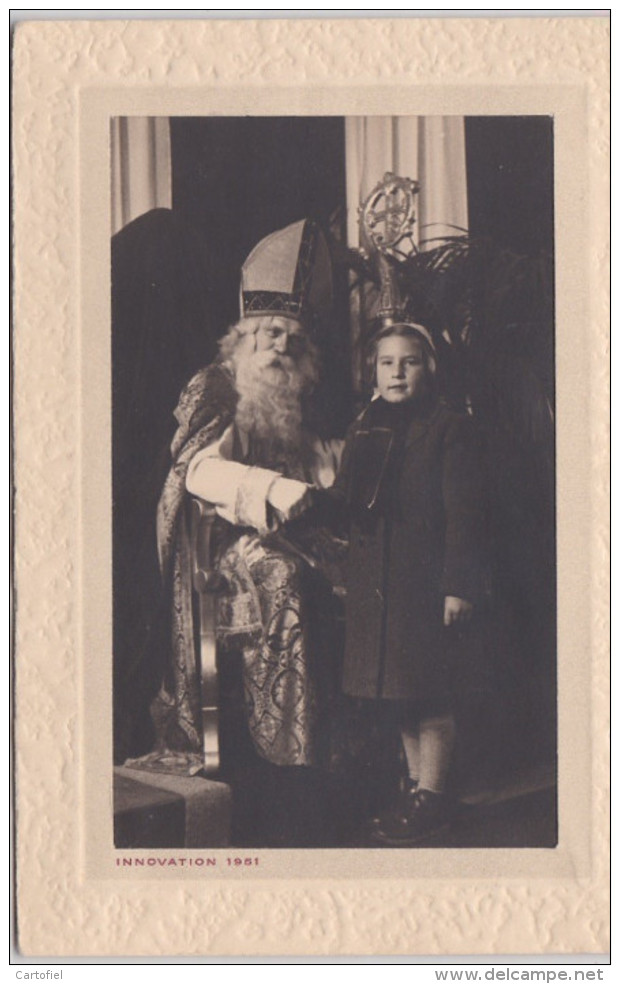 BRUXELLES-A L´INNOVATION-SAINT-NICOLAS-SINTERKLAAS-SANTA CLAUS-1951-CARTE-PHOTO-FOTOKAART-IN PASSE-PARTOUT-MOOI ! - Pubs, Hotels, Restaurants