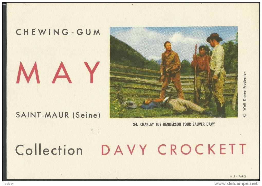 Buvard -- Chewing-gum May Collection Davy Crockett .         (2 Scans) - Alimentaire