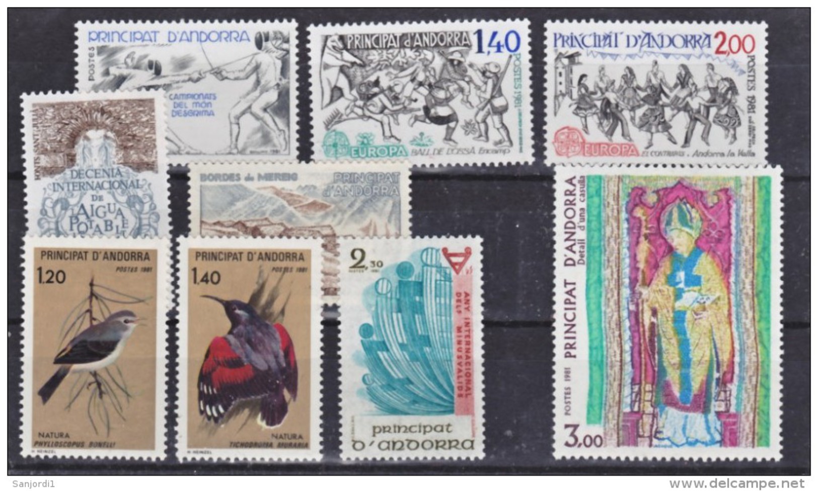 Andorre Française 1981 Année Complète 25 % Neuf ** TB MNH Sin Charnela Cote 13.7 - Années Complètes