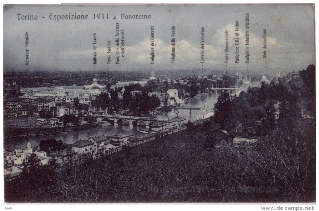 TORINO ESPOSIZIONE EXPO 1911-PANORAMA E UBICAZIONE PADIGLIONI-ORIGINALE 100%-OTTIMA CONSERVAZIONE - Expositions