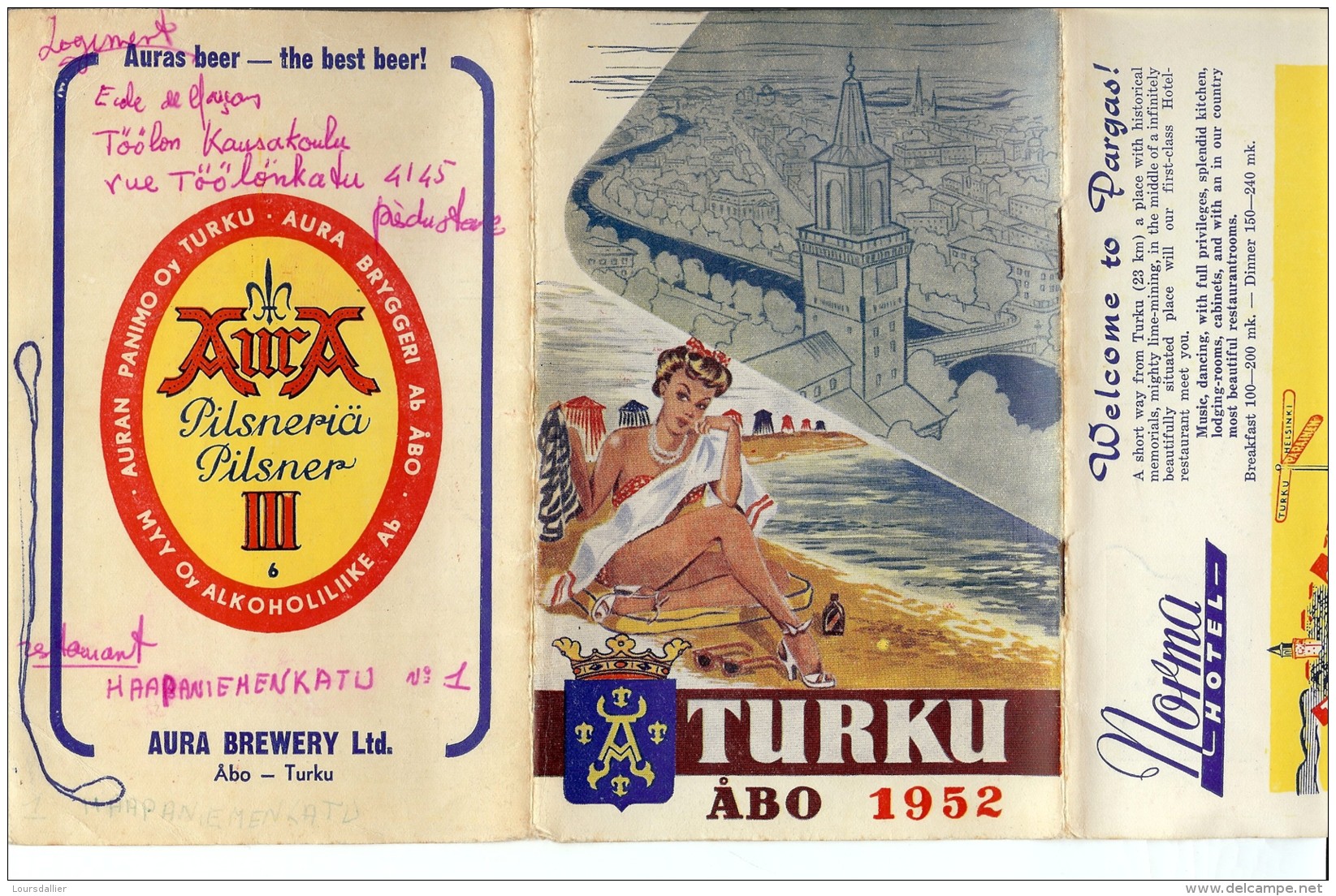 TURKU ABO 1952 Voyage Lors Des JO HELSINKI Dépliant En Anglais - Europe