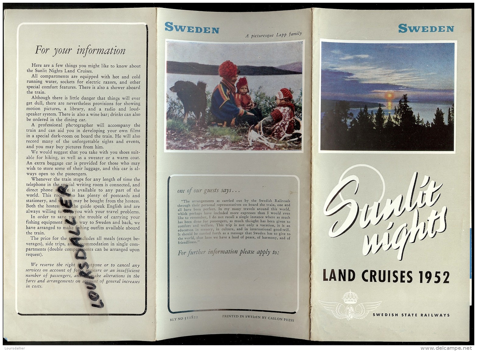 SUEDE Sunlit Nights Land Cruises 1952 - Europa